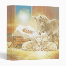Baby Jesus Nativity with Lambs and Donkey Vinyl Binder