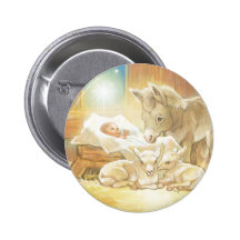 Baby Jesus Nativity with Lambs and Donkey Pin