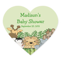 Baby Jungle Safari Baby Shower Heart Sticker