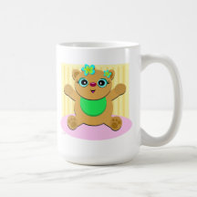 Baby Kitten with Green Bib and Pretty Flowers Coffee Mug