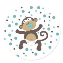 Baby Monkey Boy Bubbles Stickers