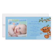 Baby Monkey PHOTO  Boy Birth Announcement Photo Greeting Card