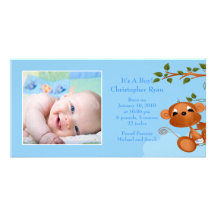Baby Monkey PHOTO  Boy Birth Announcement Photo Greeting Card