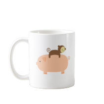 Baby Monkey Riding on a Pig Coffee Mug