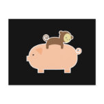 Baby Monkey Riding on a Pig