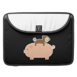 Baby Monkey Riding on a Pig Sleeves For MacBooks