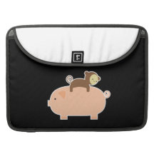 Baby Monkey Riding on a Pig Sleeves For MacBooks
