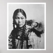 Baby On Eskimo Mom's Back 1906 Posters