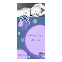 Baby Owl Announcement Custom Photo Card