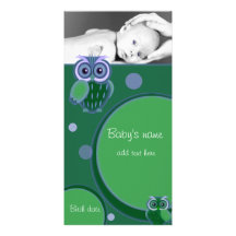 Baby Owl Announcement Photo Cards
