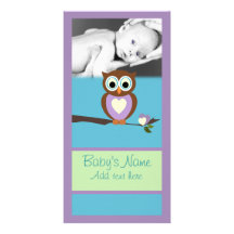 Baby Owl Announcment Custom Photo Card
