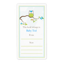 Baby Owl  Bookplate Custom Shipping Label