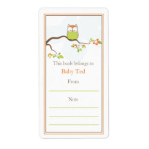 Baby Owl  Bookplate Custom Shipping Labels