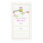 Baby Owl  Bookplate Personalized Shipping Label