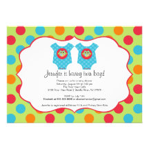 Baby Owl Clothes Boy Twins Baby Shower Invitation