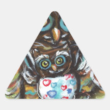 Baby owl momma love hearts sticker