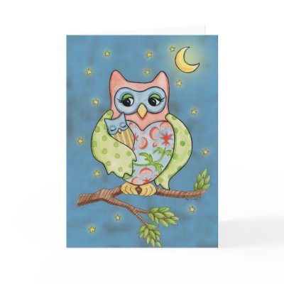 Baby Owlet and Mama Owl card by mytinystar