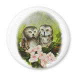 Baby Owls painting on customizable products Magnet