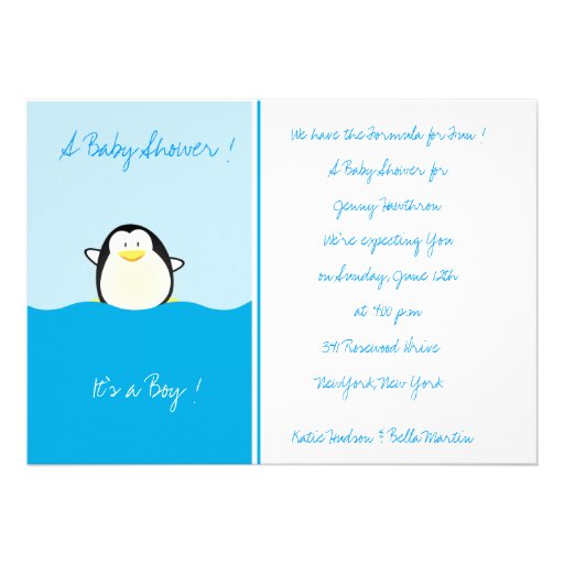 Baby Penguin -Baby Shower Invitations