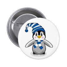 Baby Penguin Christmas Button