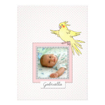 Baby Photo Bird - Pink Birth Announcement