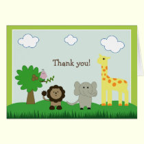 Baby Photo Zoo Animal Thank You Card (lime green) cards