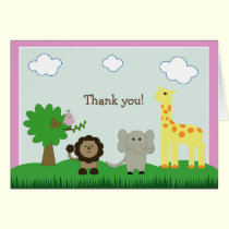 Baby Photo Zoo Animal Thank You Card (pink) cards