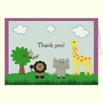 Baby Photo Zoo Animal Thank You Card (purple) cards