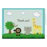 Baby Photo Zoo Animal Thank You Card (teal)