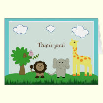 Baby Photo Zoo Animal Thank You Card (teal) cards