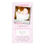 Baby Pink Damask Gingham Polaroid Thank You photo cards