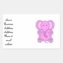Baby pink elephant rectangular stickers