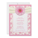 Baby Pink Gerbera Ivory Baby Shower Invitation