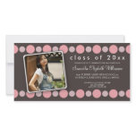 Baby Pink Polkadots Custom Graduation Announcement Photo Card Template