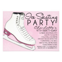 Baby Pink Skate Mates Ice Skating Birthday Party Personalized Invite