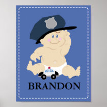 Baby POLICE OFFICER Nursery Room Art Print Gift