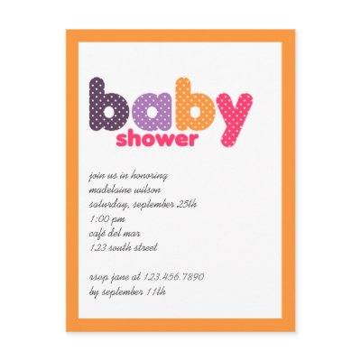 Baby Polka Orange • Baby Shower Invitation Post Cards by CSKidsOccasions