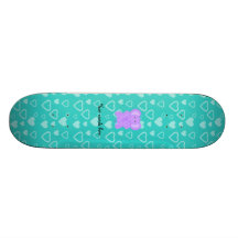 Baby purple elephant turquoise hearts custom skateboard