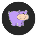baby purple hippo round stickers