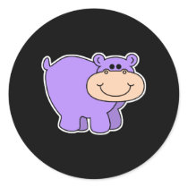 baby purple hippo round stickers