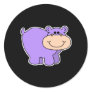 baby purple hippo round stickers