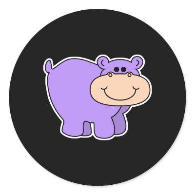 baby purple hippo round stickers by doonidesignsanimals