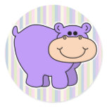 baby purple hippo with striped background stickers