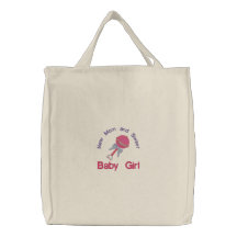 Baby Rattle - Pink Embroidered Tote Bag