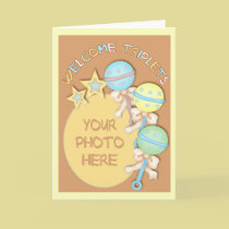 Baby Rattles Triplets Photo Template cards