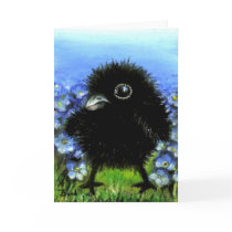 Baby raven greeting card