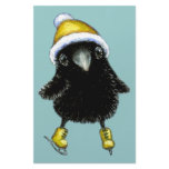 Baby raven ice skating custom stationery