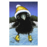 Baby raven ice skating personalized stationery