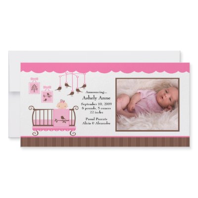 Baby Room Girl PHOTO Birth Announcement Photo Card by celebrateitinvites