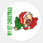 Baby’s 1st Christmas Dated BOY Round Stickers